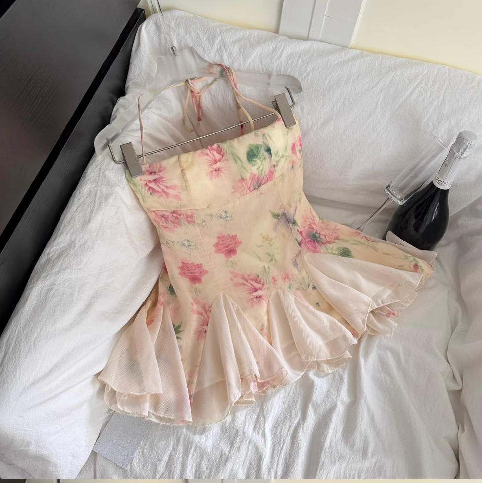 Lace Patchwork Floral Mesh Dress