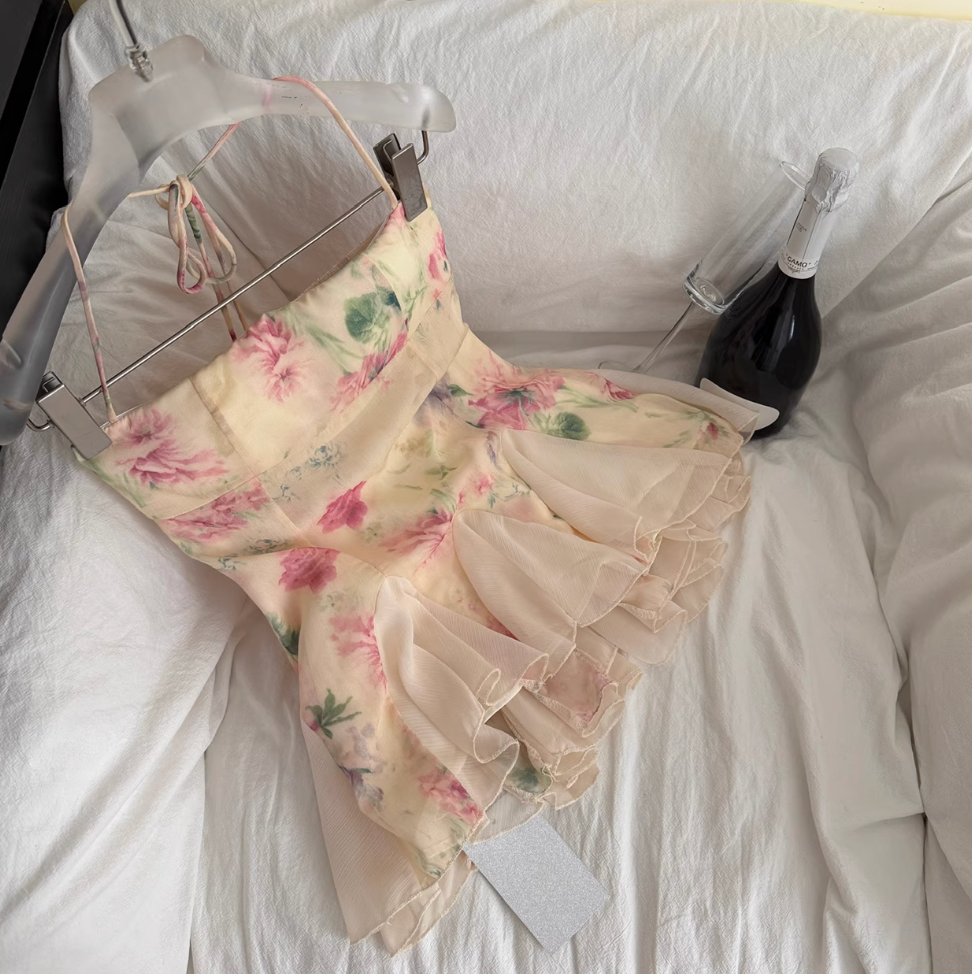 Lace Patchwork Floral Mesh Dress