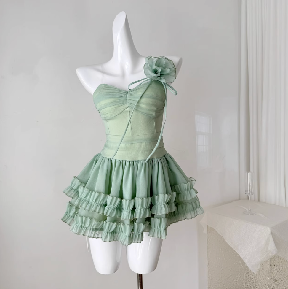Mint Green Layered Mesh Slip Dress
