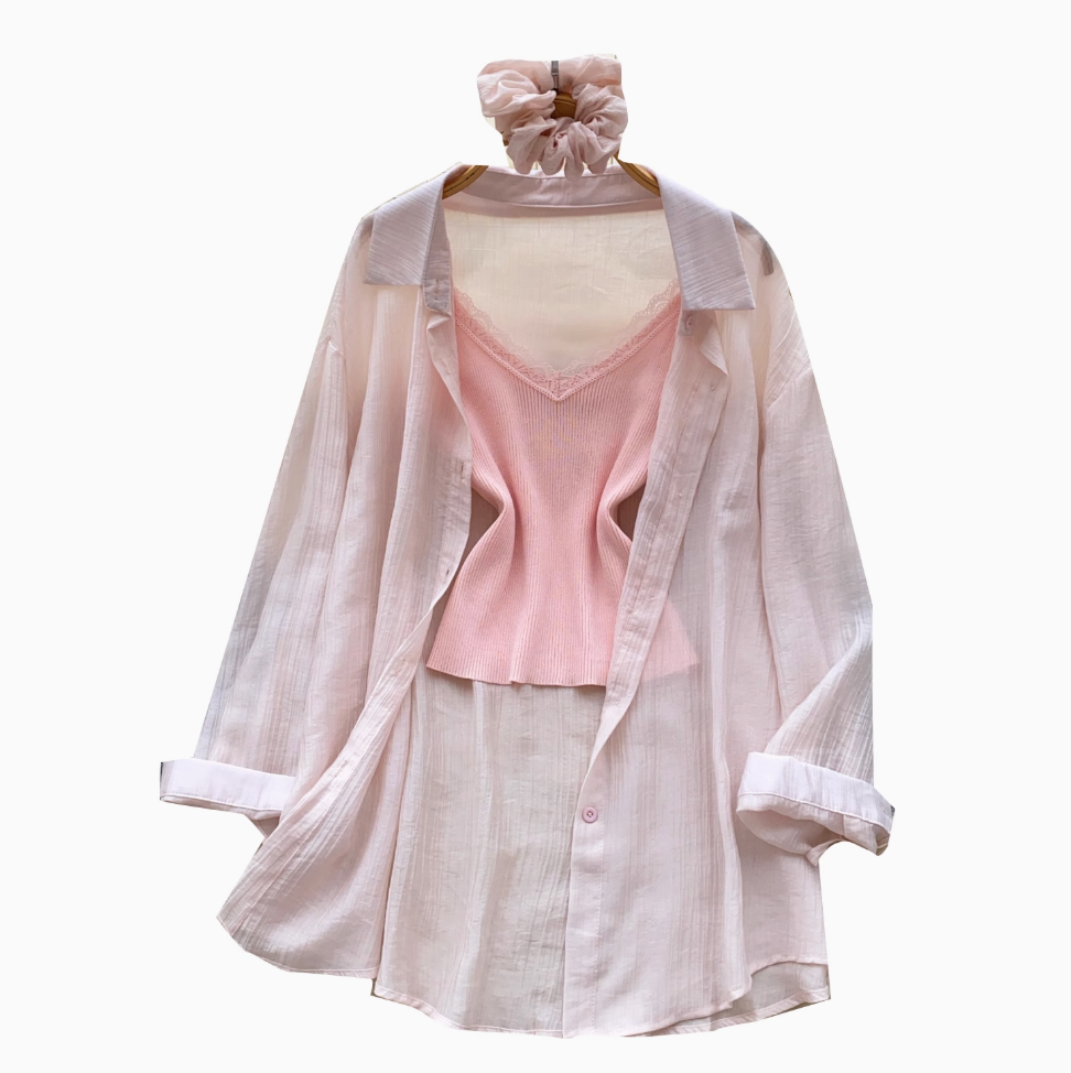 Sunscreen Shirt & Knitted Vest 2Pcs
