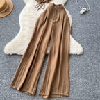 V-neck Vest & Wide-leg Trousers 2Pcs