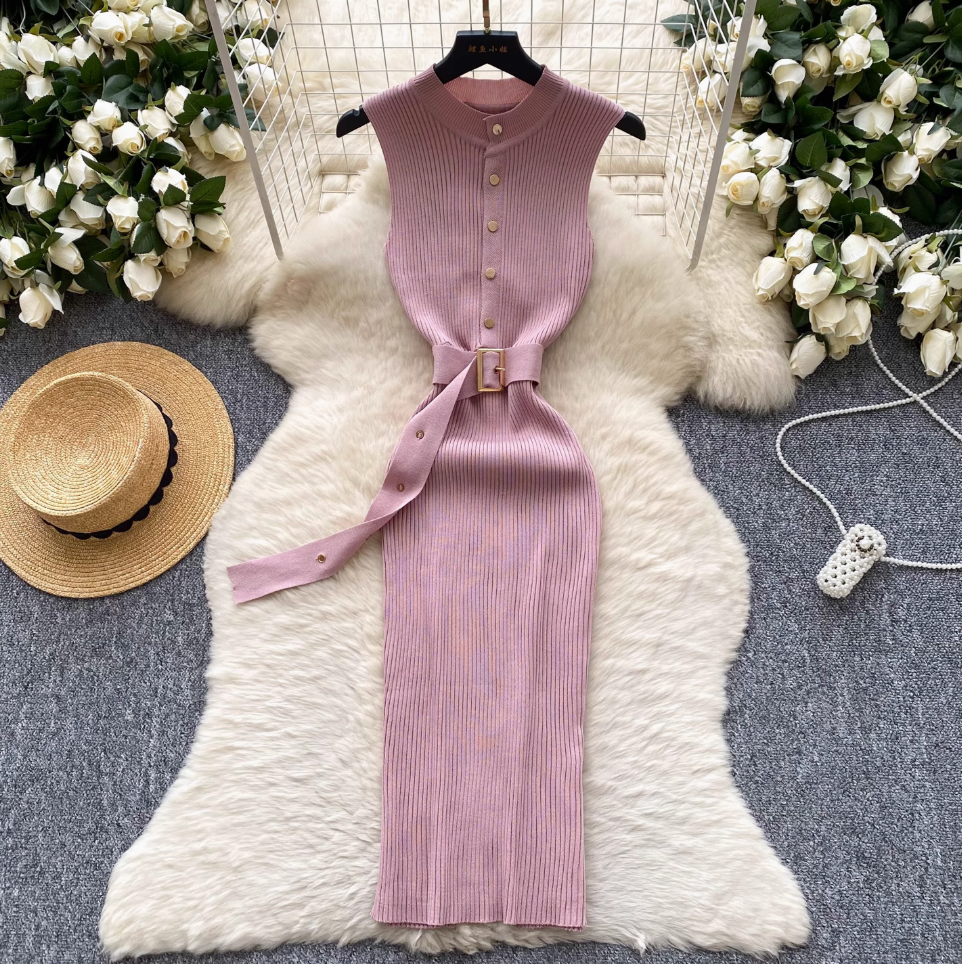 High-end Sleeveless Slim Knitted Dress