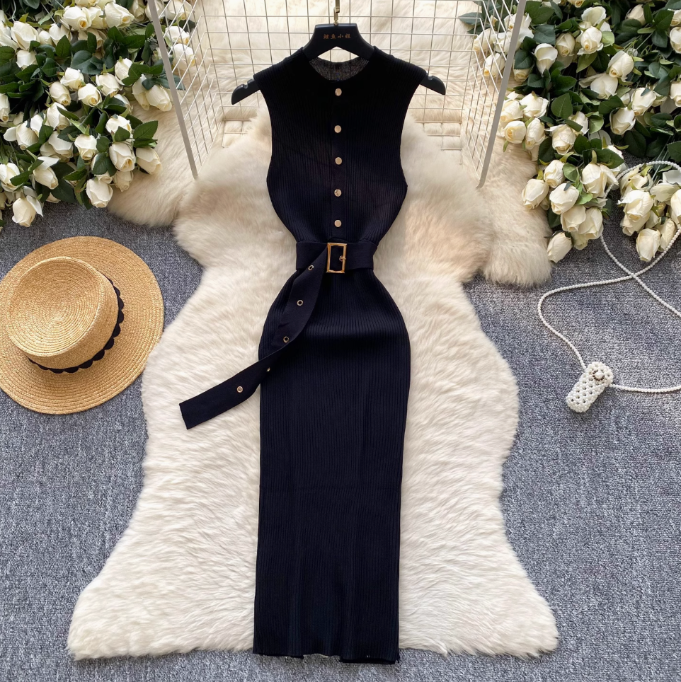 High-end Sleeveless Slim Knitted Dress