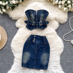 Chic Tank Top & Skirt Denim 2Pcs