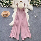 Simple Design Denim Blue Wide-leg Jumpsuits