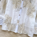 Vintage Flared Sleeve Studded Shirt