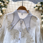 Vintage Flared Sleeve Studded Shirt