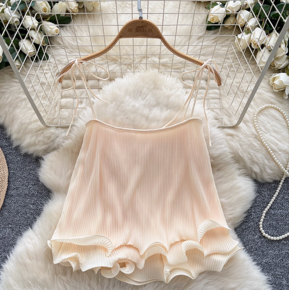 Sweetie Solid Color Lace-up Top