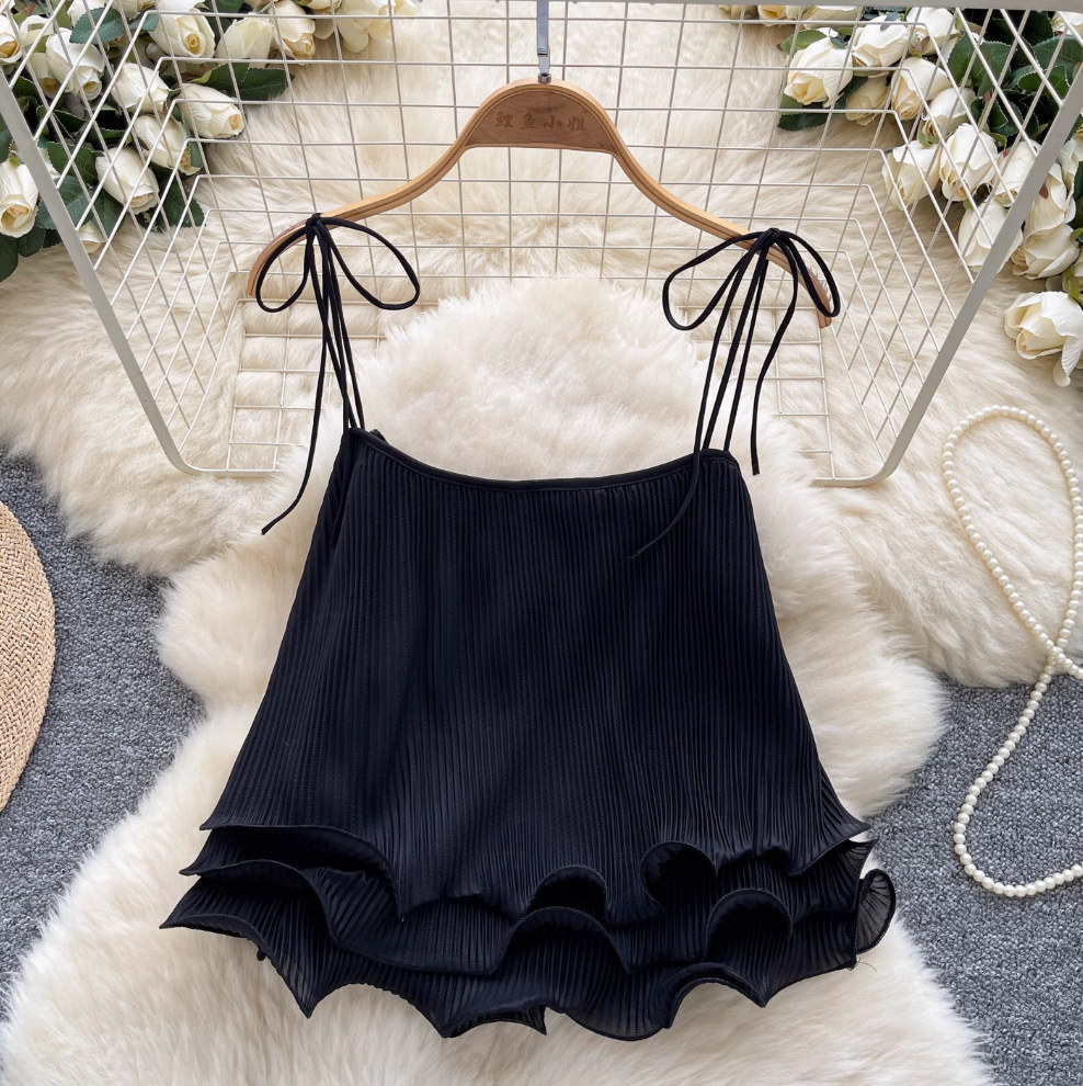 Sweetie Solid Color Lace-up Top
