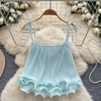 Sweetie Solid Color Lace-up Top