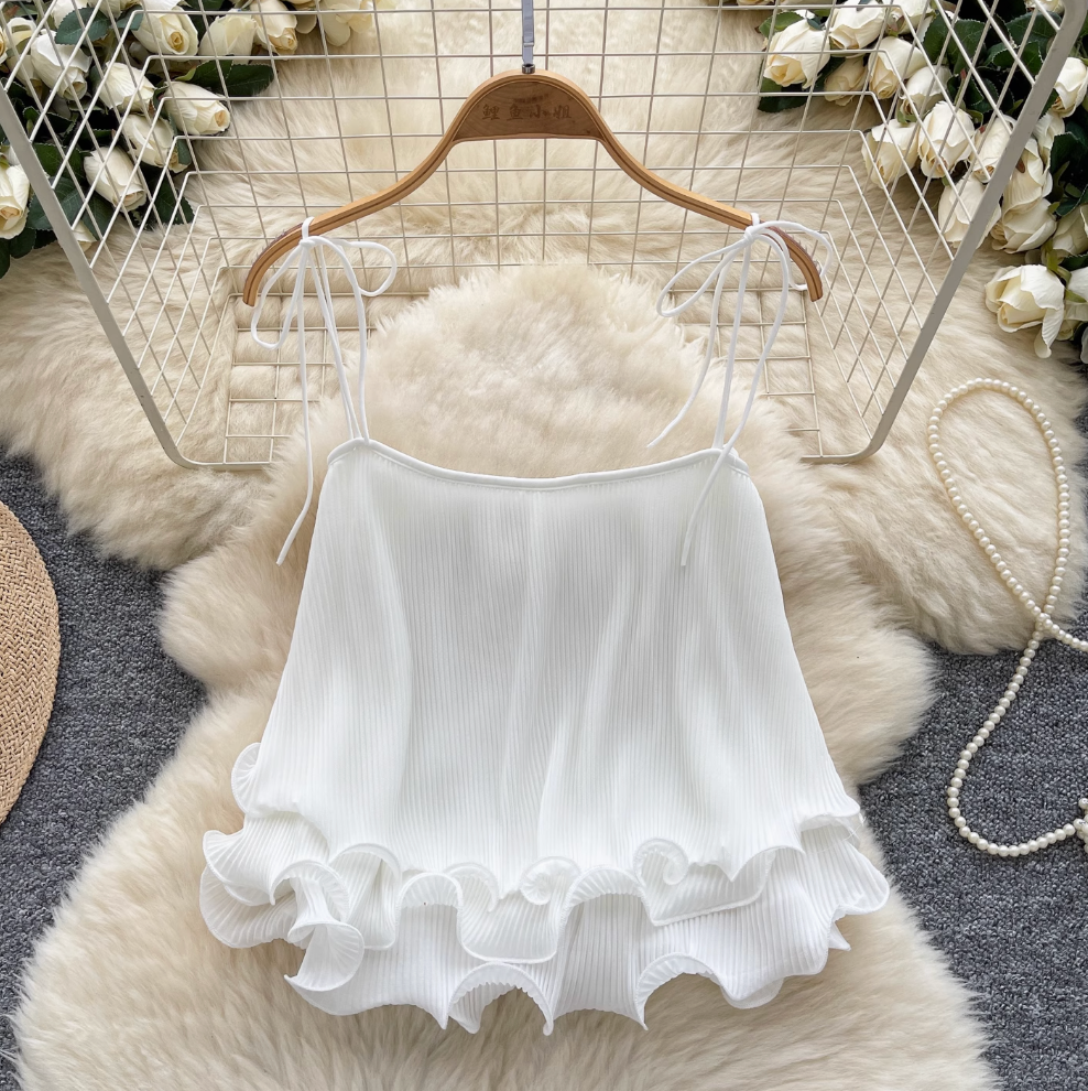 Sweetie Solid Color Lace-up Top