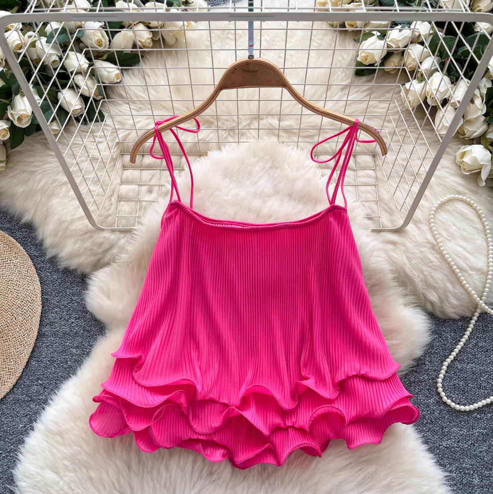 Sweetie Solid Color Lace-up Top