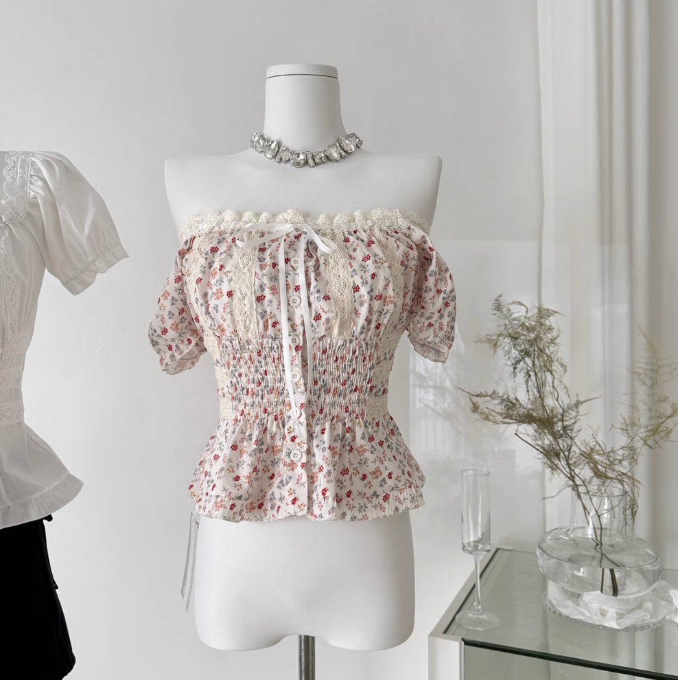 Sweetie Off-shoulder Ruffled Chiffon Shirt