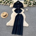 Denim Shirt & Split Skirt Chic 2Pcs