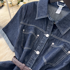 Denim Shirt & Split Skirt Chic 2Pcs