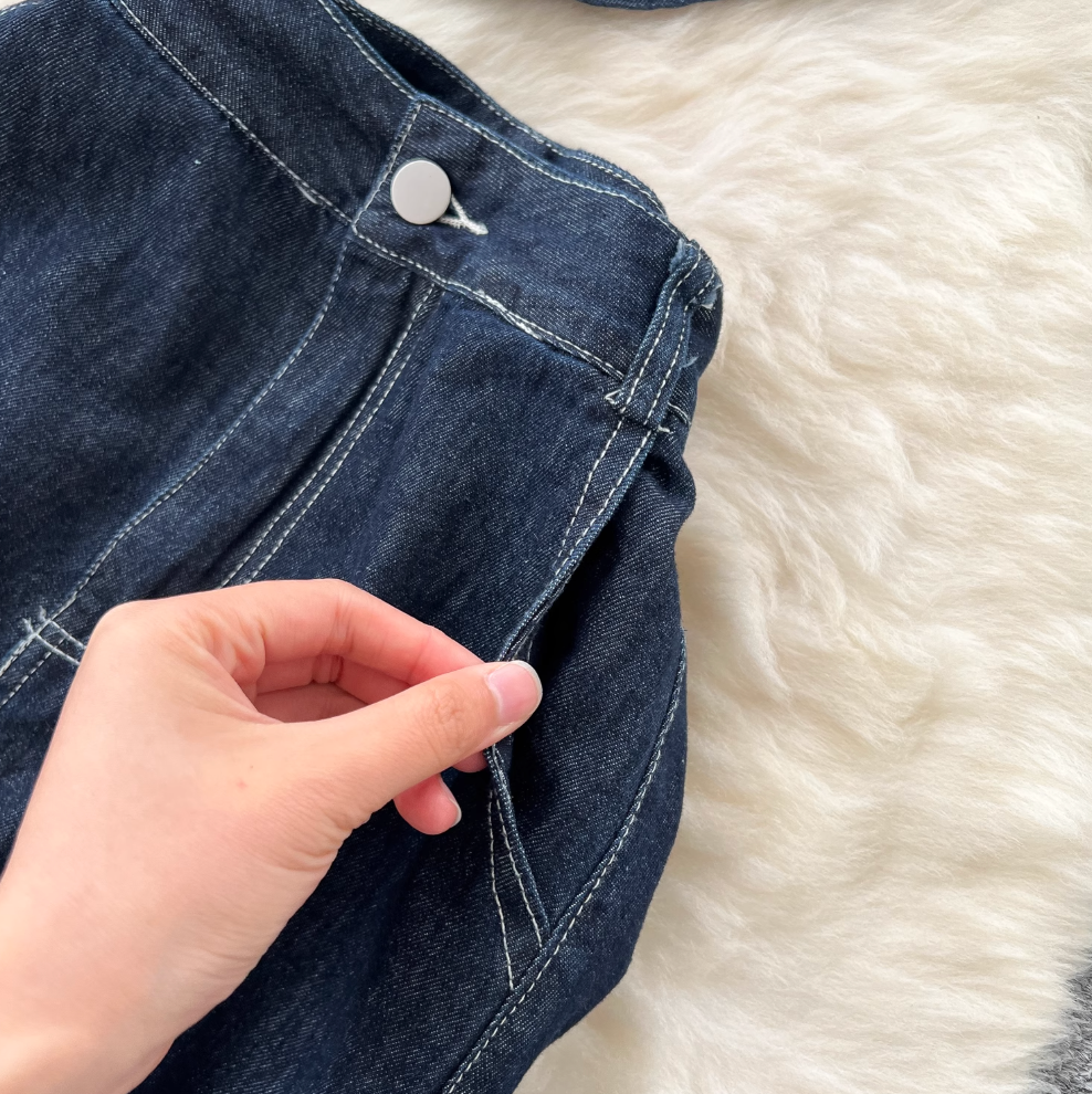 Denim Shirt & Split Skirt Chic 2Pcs