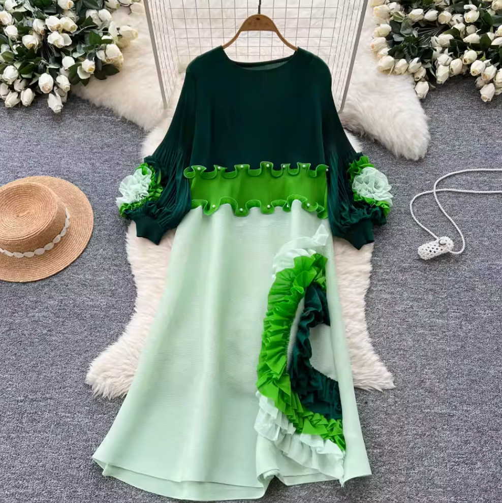 Niche Design Beaded Ruffled Dress