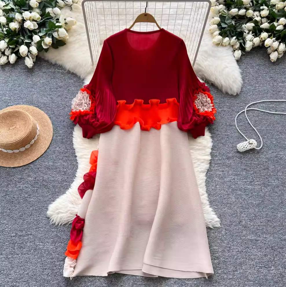 Niche Design Beaded Ruffled Dress