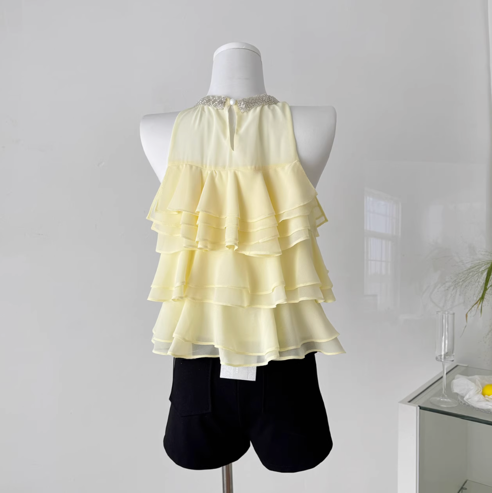 Sweetie Bright Yellow Ruffled Halter Top