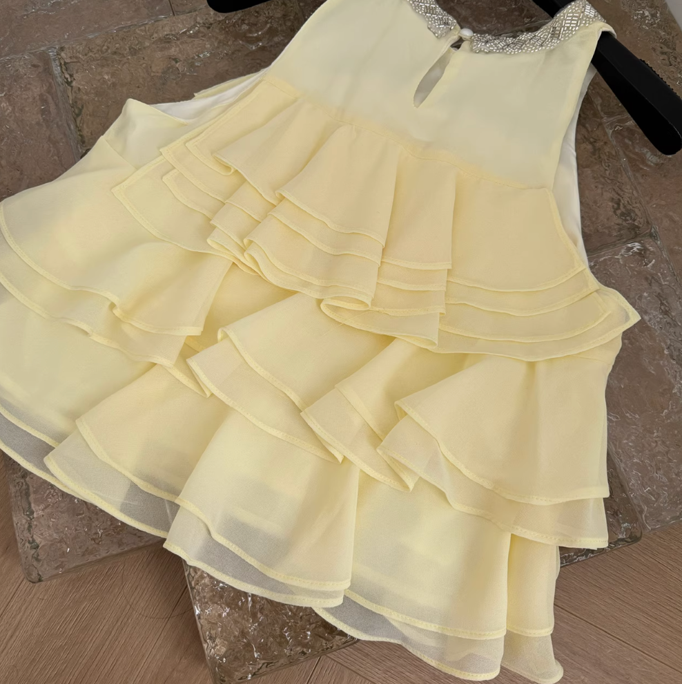 Sweetie Bright Yellow Ruffled Halter Top