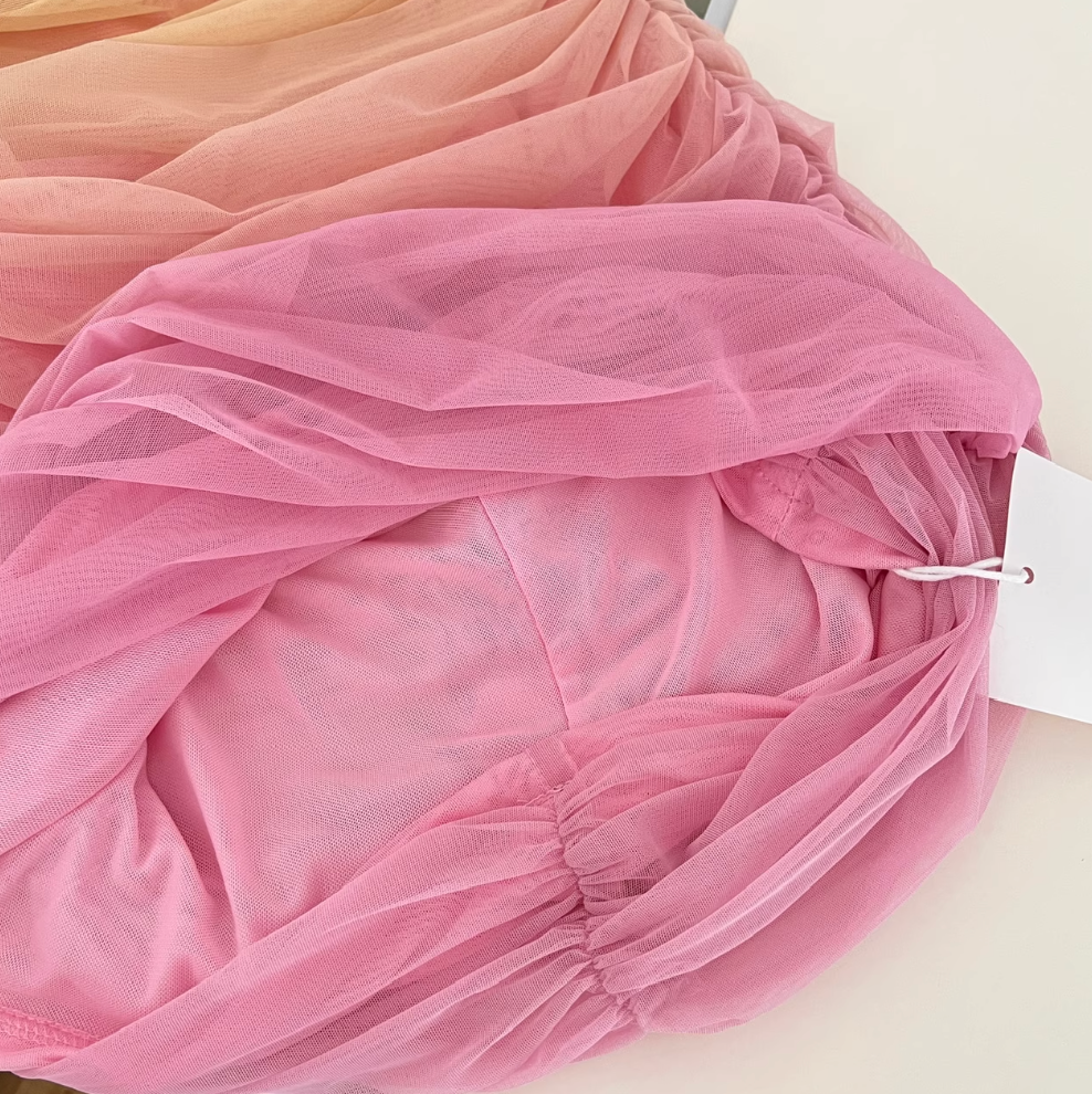 Off-shoulder Gradient Color Mesh Dress