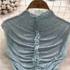 Chic Shiny Beaded Pleated Shirt