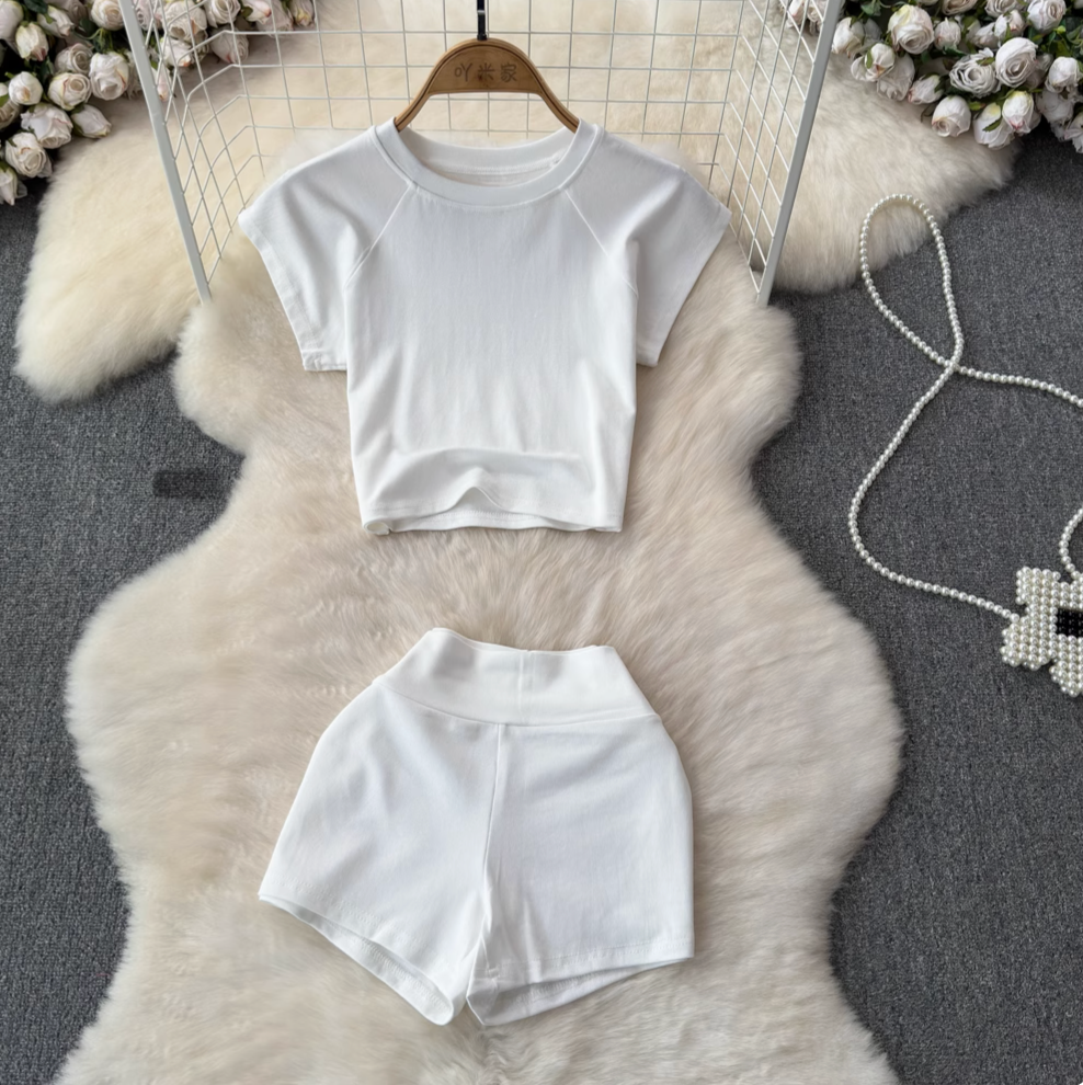 T-shirt & Shorts Stretchy Sportswear 2Pcs