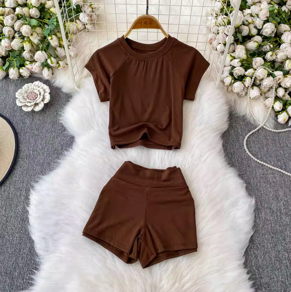T-shirt & Shorts Stretchy Sportswear 2Pcs