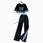 Sweatshirt & Trousers Denim Patchwork 2Pcs