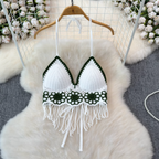 V-neck Fringed Bikini & Shorts 2Pcs