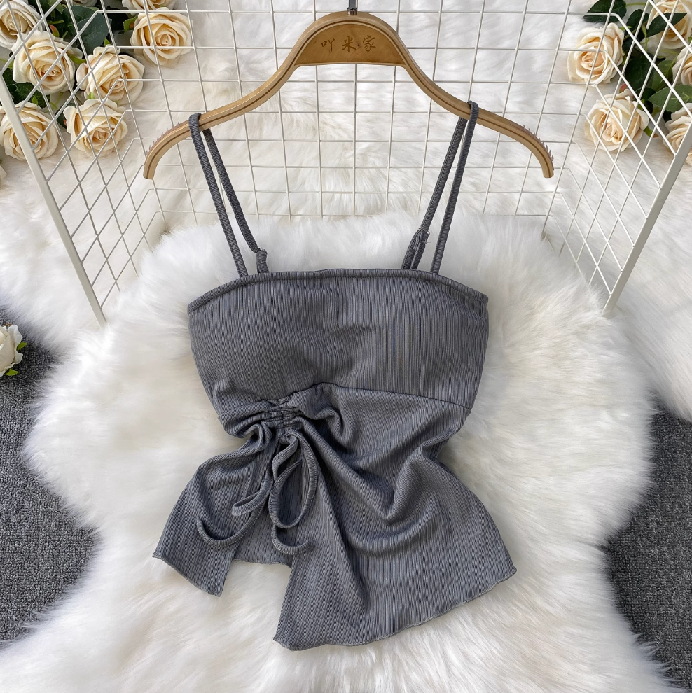 Pleated Camisole & Flared Trousers 2Pcs