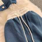 Suit Collar Vest & Trousers Denim 2Pcs