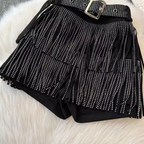 Chic Sequined Fringe Denim Shorts