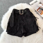 Chic Sequined Fringe Denim Shorts