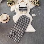 Black & White Fringed Camisole & Skirt