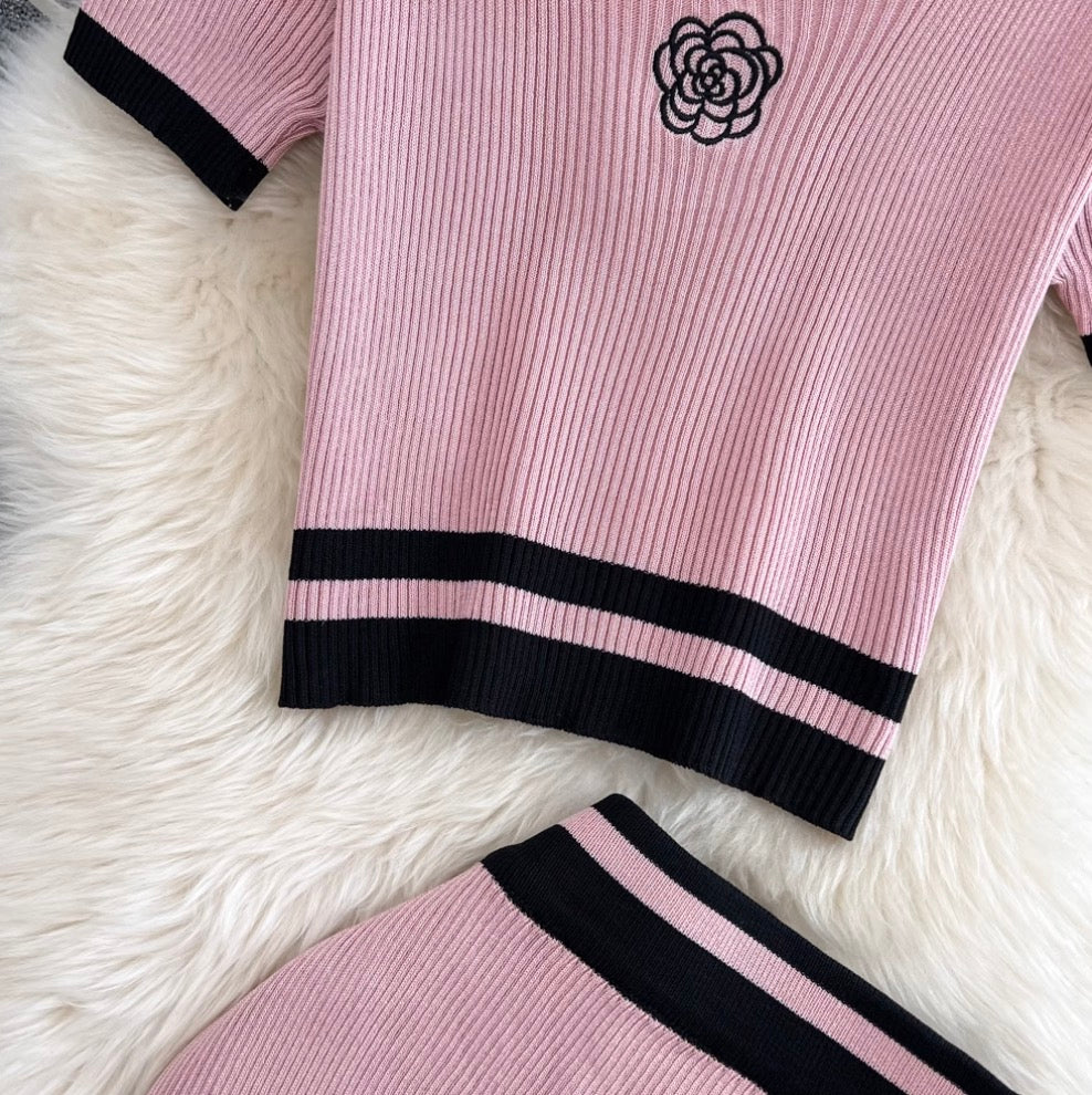 Midriff-baring Knitwear & Skirt Knitted 2Pcs