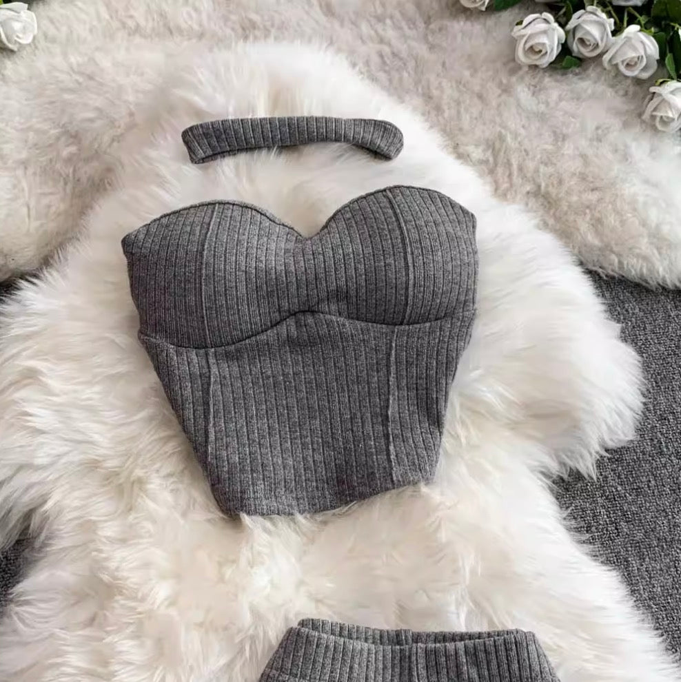 Sleeveless Knitted Vest & Flared Trousers 2Pcs