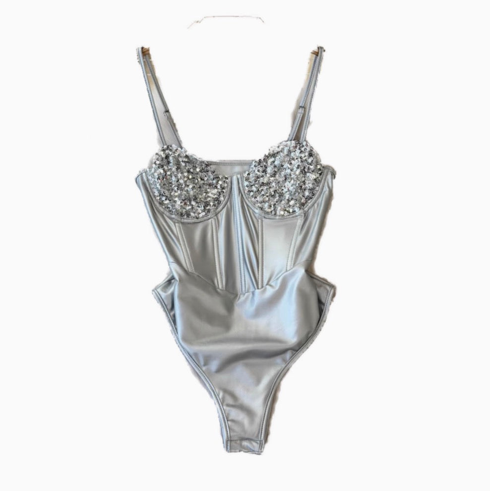 Sexy Silver Sequined Slip Jumpsuit