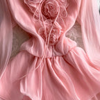 V-neck 3D Ruffled Princess Dress