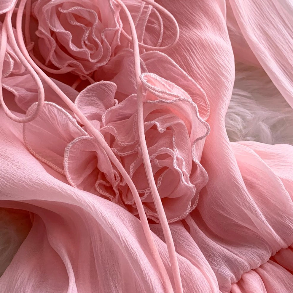 V-neck 3D Ruffled Princess Dress