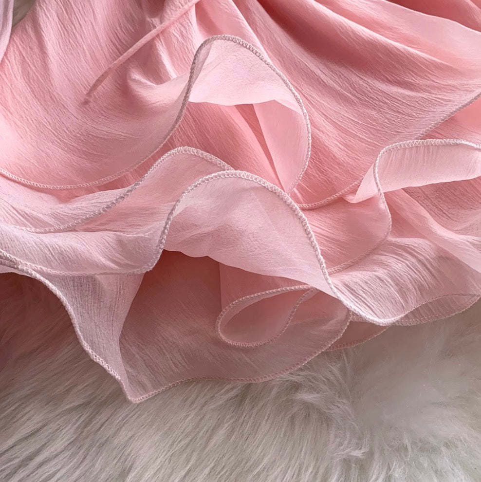 V-neck 3D Ruffled Princess Dress