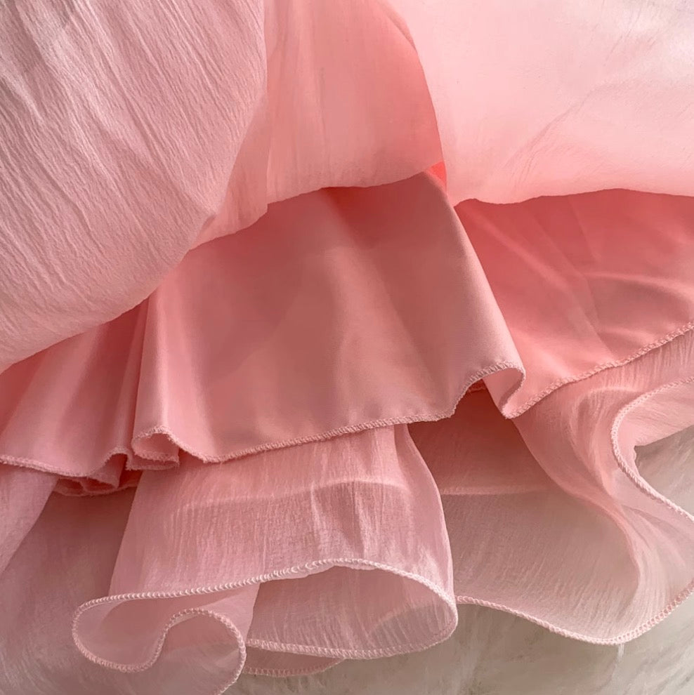 V-neck 3D Ruffled Princess Dress