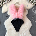 Sexy Deep V-neck Furry Jumpsuits