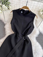 Simple Design Black Sleeveless Rompers
