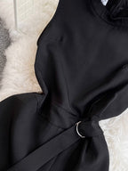 Simple Design Black Sleeveless Rompers