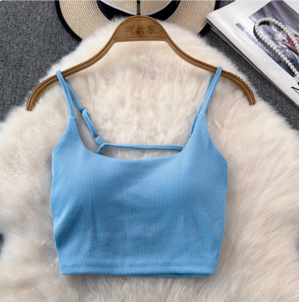 Backless Solid Color U-neck Camisole
