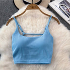Backless Solid Color U-neck Camisole