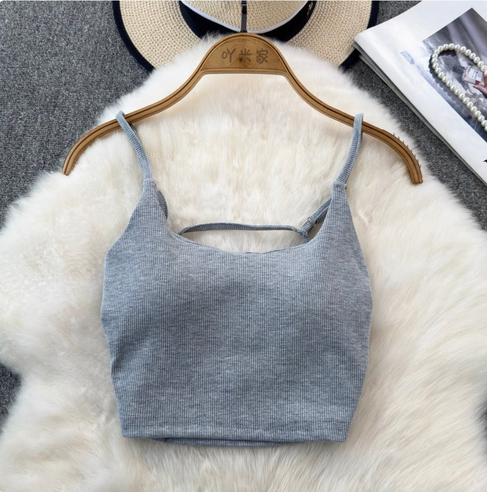 Backless Solid Color U-neck Camisole