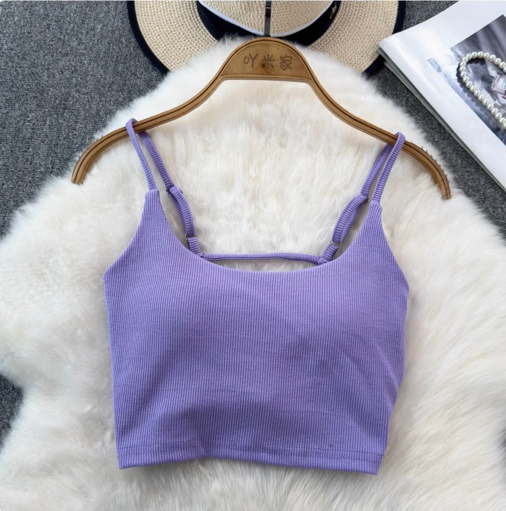 Backless Solid Color U-neck Camisole