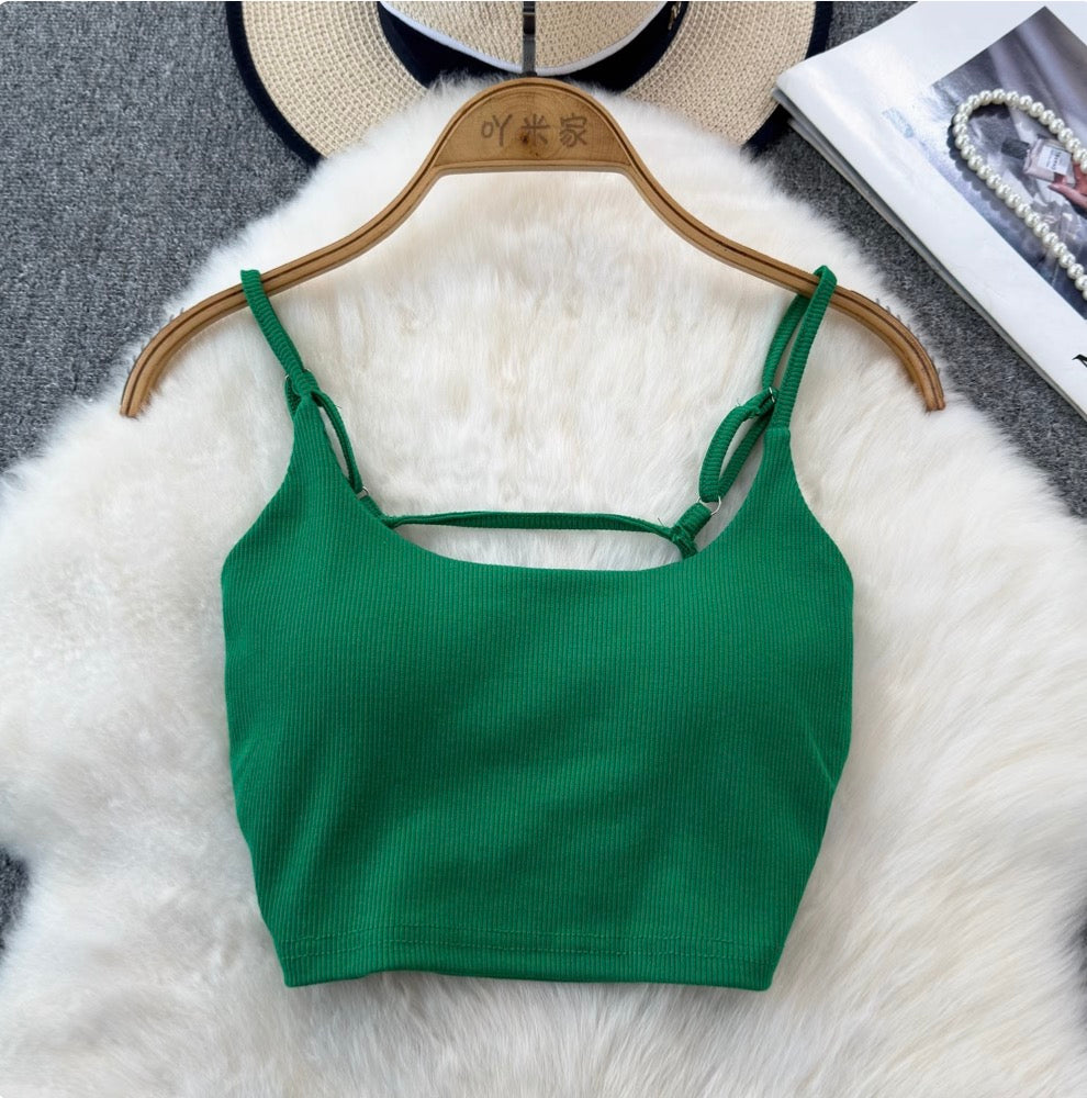Backless Solid Color U-neck Camisole